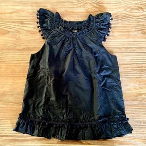 NWT J.Crew Eyelet pom-pom top in cotton poplin Size XS